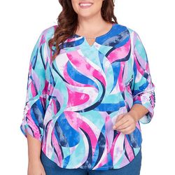 Alfred Dunner Plus Puff Print Stained Glass Swirl Top