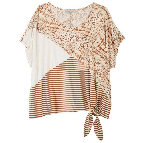 Absolutely Famous Plus Animal Print Short Sleeve Top