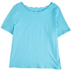 Coral Bay Plus Scalloped Short Sleeve Top