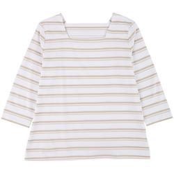 Plus Striped Square Neck 3/4 Sleeve Top