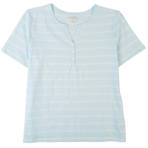 Coral Bay Plus Striped Y Henley Short Sleeve