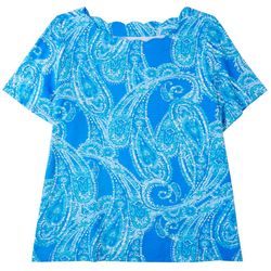 Coral Bay Plus Print Scalloped Neck Short Sleeve Top
