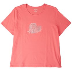 Coral Bay Plus Embellished Sea Shell Crew Short Sleeve Top