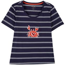 Coral Bay Plus Striped Crab Short Sleeve Top