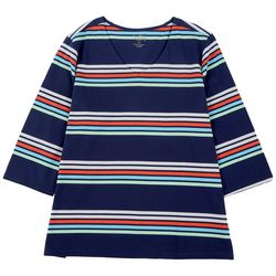 Coral Bay Plus Striped 3/4 Sleeve Top