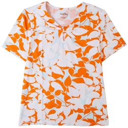 Coral Bay Plus Print Knot Short Sleeve Top