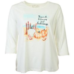Coral Bay Plus 3/4 Sleeve Sand Waves and Fall Days Top