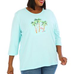 Coral Bay Plus 3/4 Sleeve Christmas Embroidered Jewel Top