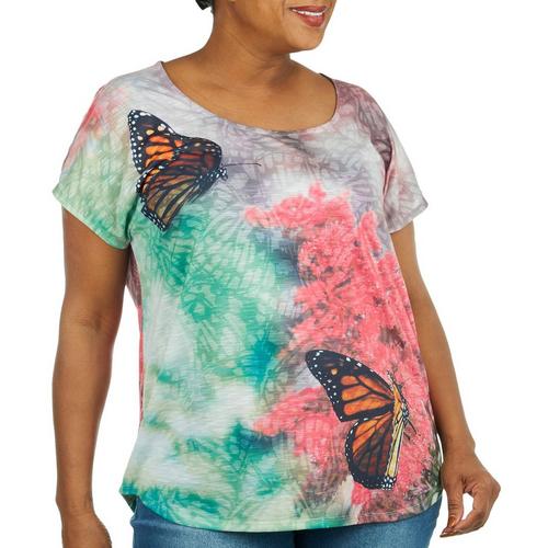 Coral Bay Plus Monarch Butterfly Short Sleeve Top