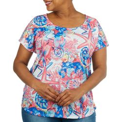 Coral Bay Plus Starfish Coral Short Sleeve Top