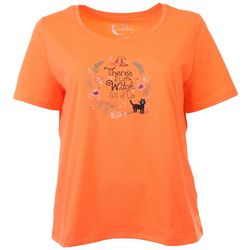 Coral Bay Plus Short Sleeve Halloween Witch Top