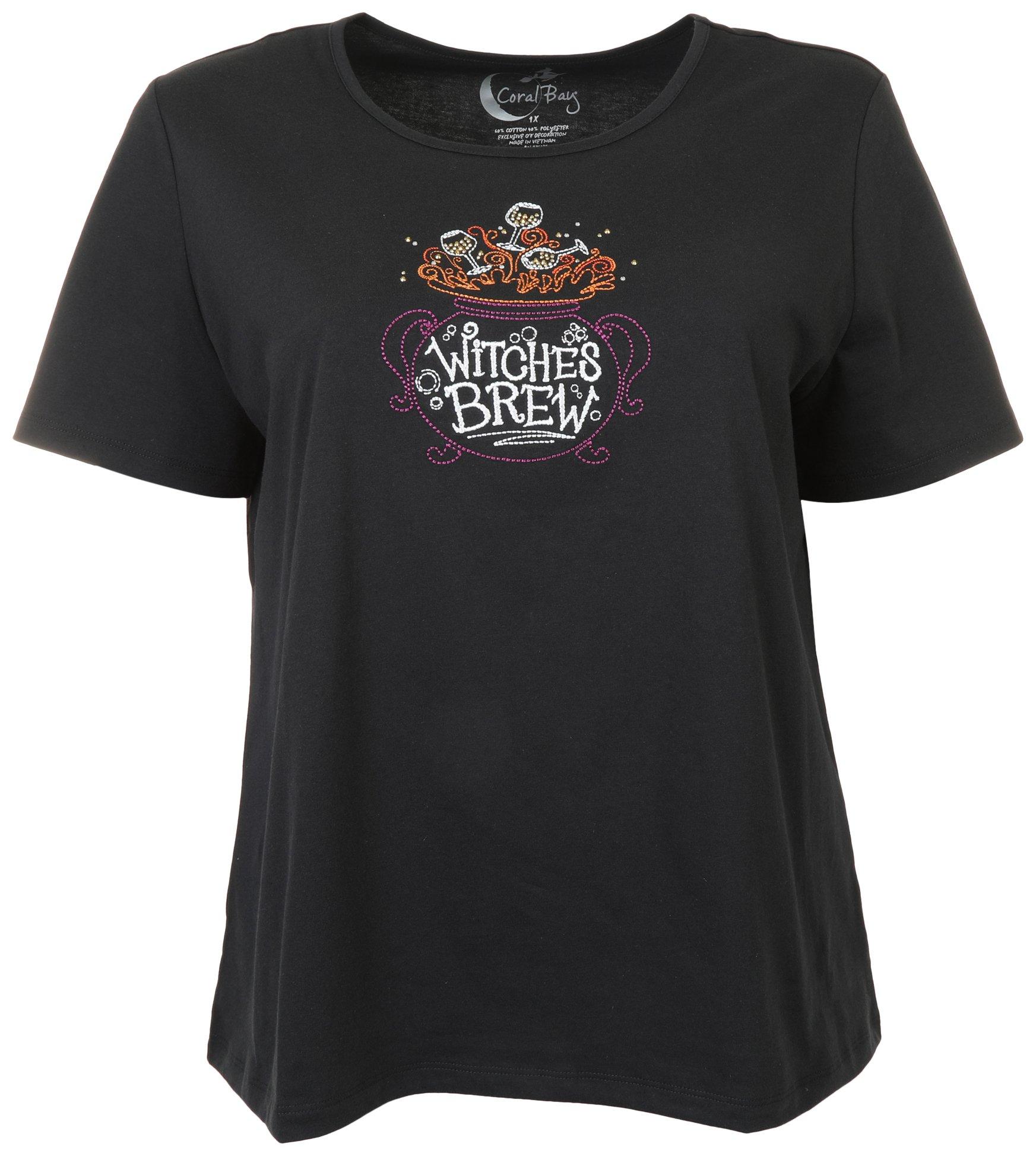 Plus Short Sleeve Halloween Witches Brew Top