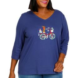 Plus Holly Bicycle V-Neck 3/4 Sleeve Top
