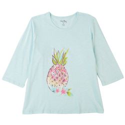 Coral Bay Plus Pineapple 3/4 Sleeve Top
