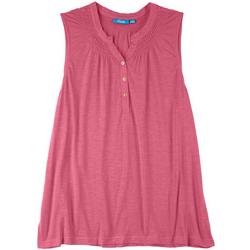 Plus Solid Smocked Knit Sleeveless Top