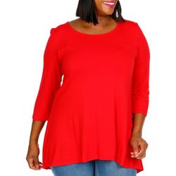 Khakis & Co Plus Solid 3/4 Sleeve Top