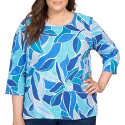 Alfred Dunner Plus Stained Glass Print 3/4 Sleeve Top