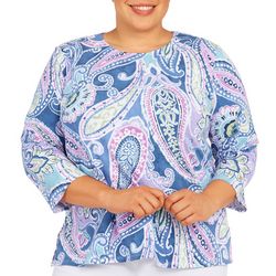 Alfred Dunner Plus Paisley 3/4 Sleeve Top