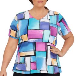 Alfred Dunner Plus Color Block Short Sleeve Top