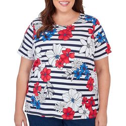 Alfred Dunner Plus Americana Floral Short Sleeve Top