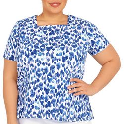 Plus Wild Side Square Neck Short Sleeve Top