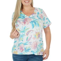 Alfred Dunner Plus Tropical Floral Short Sleeve Top