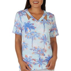 Coral Bay Plus Novelty Square Neck Short Sleeve Top