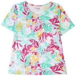 Coral Bay Plus Tropical Twist Neck Short Sleeve Top
