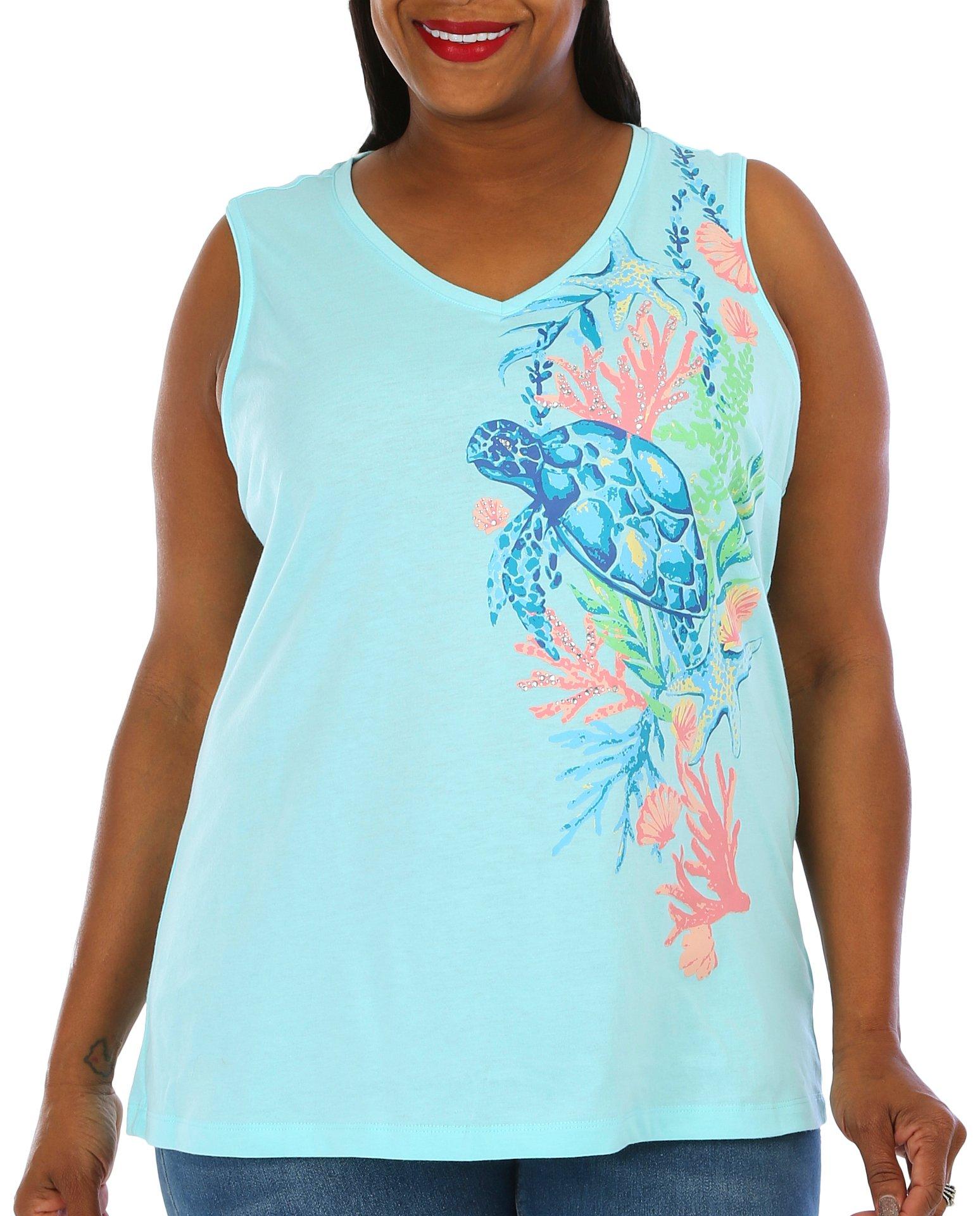 Coral Bay Plus Embellished Under Sea Sleeveless Top