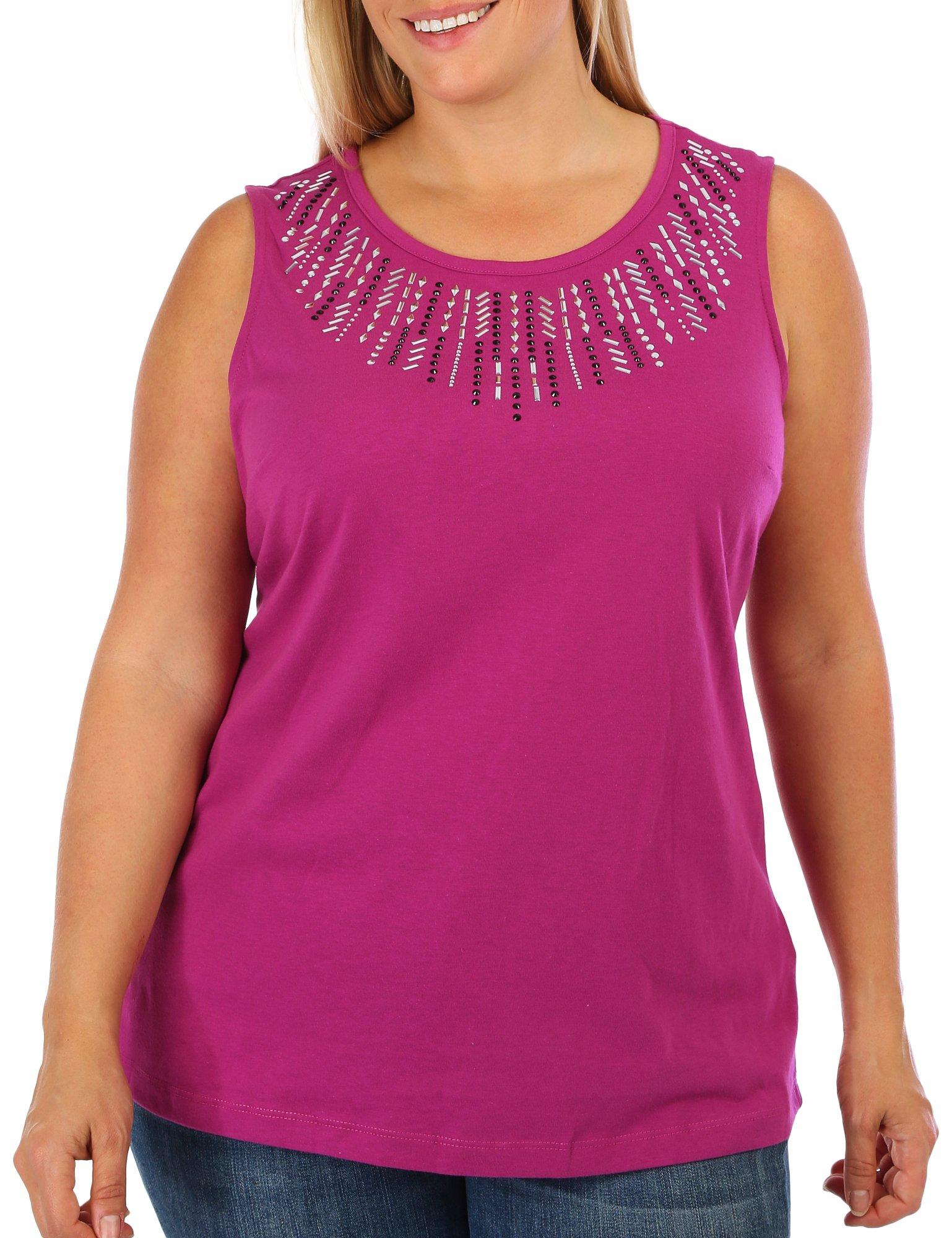 Coral Bay Plus Embellished Jeweled Tank Top