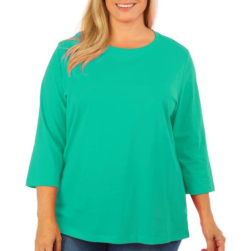 Coral Bay Plus Solid Round Neck 3/4 Sleeve