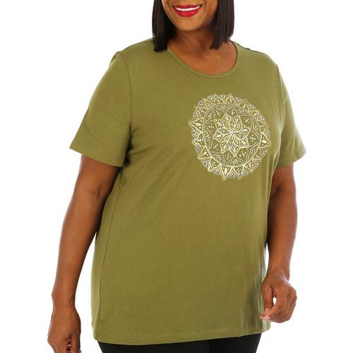Coral Bay Plus Jeweled Short Sleeve Top