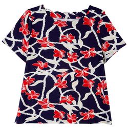 Coral Bay Plus Scalloped Tropical Short Sleeve Top
