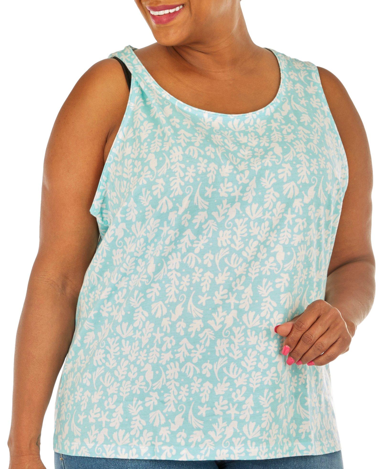 Coral Bay Plus Underwater Print Sleeveless Top