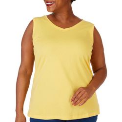 Coral Bay Plus Solid V-Neck Sleeveless Top