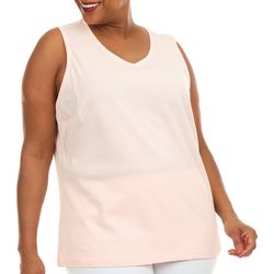 Coral Bay Plus Solid Double Stitched V Neck Tank Top
