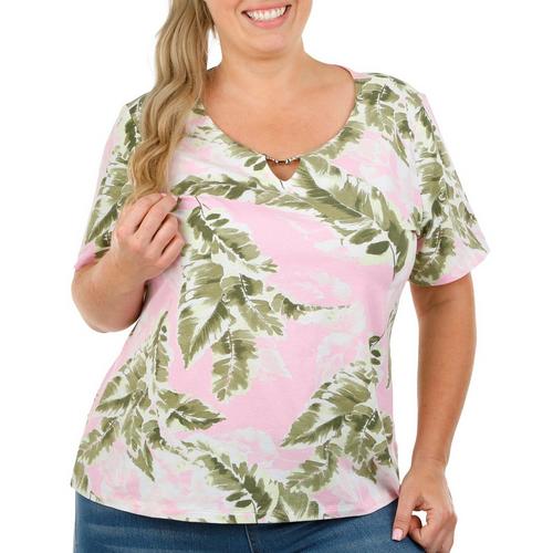 Coral Bay Plus Fronds Print Short Sleeve Top
