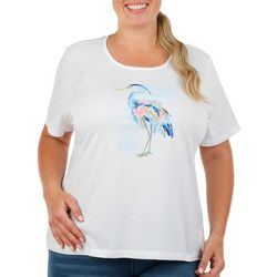 Coral Bay Plus Egret Solid Short Sleeve Top