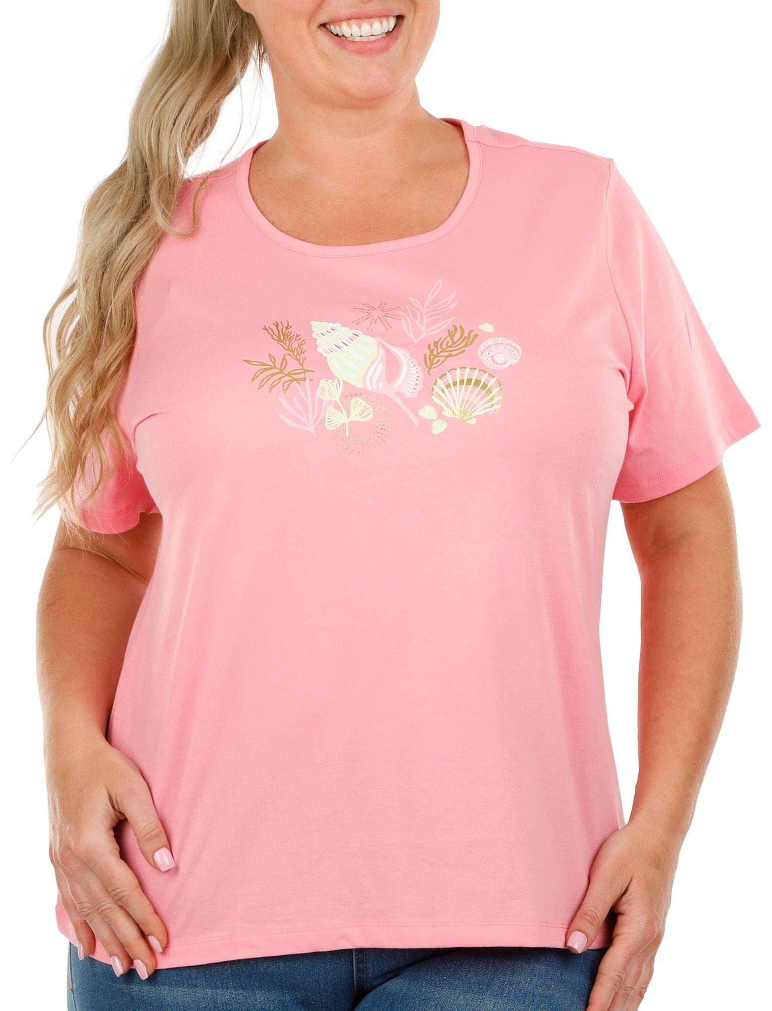 Coral Bay Plus Solid Shells Short Sleeve Top