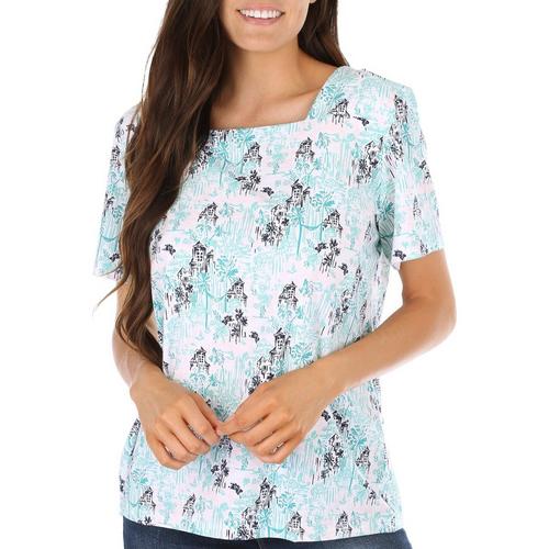 Coral Bay Plus Tropical Square Neck Short Sleeve