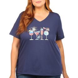 Coral Bay Plus Americana Cocktails Jewel Short Sleeve Top