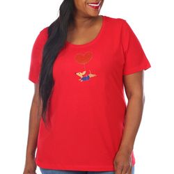 Coral Bay Plus Jewelled Heart & Dog Short Sleeve Top