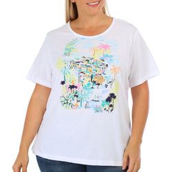 Coral Bay Plus Tropical Scenic Short Sleeve Top