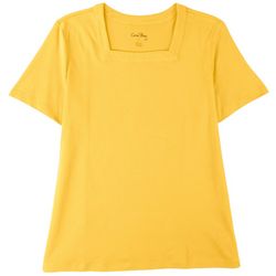 Coral Bay Plus Solid Square Neck Short Sleeve Top