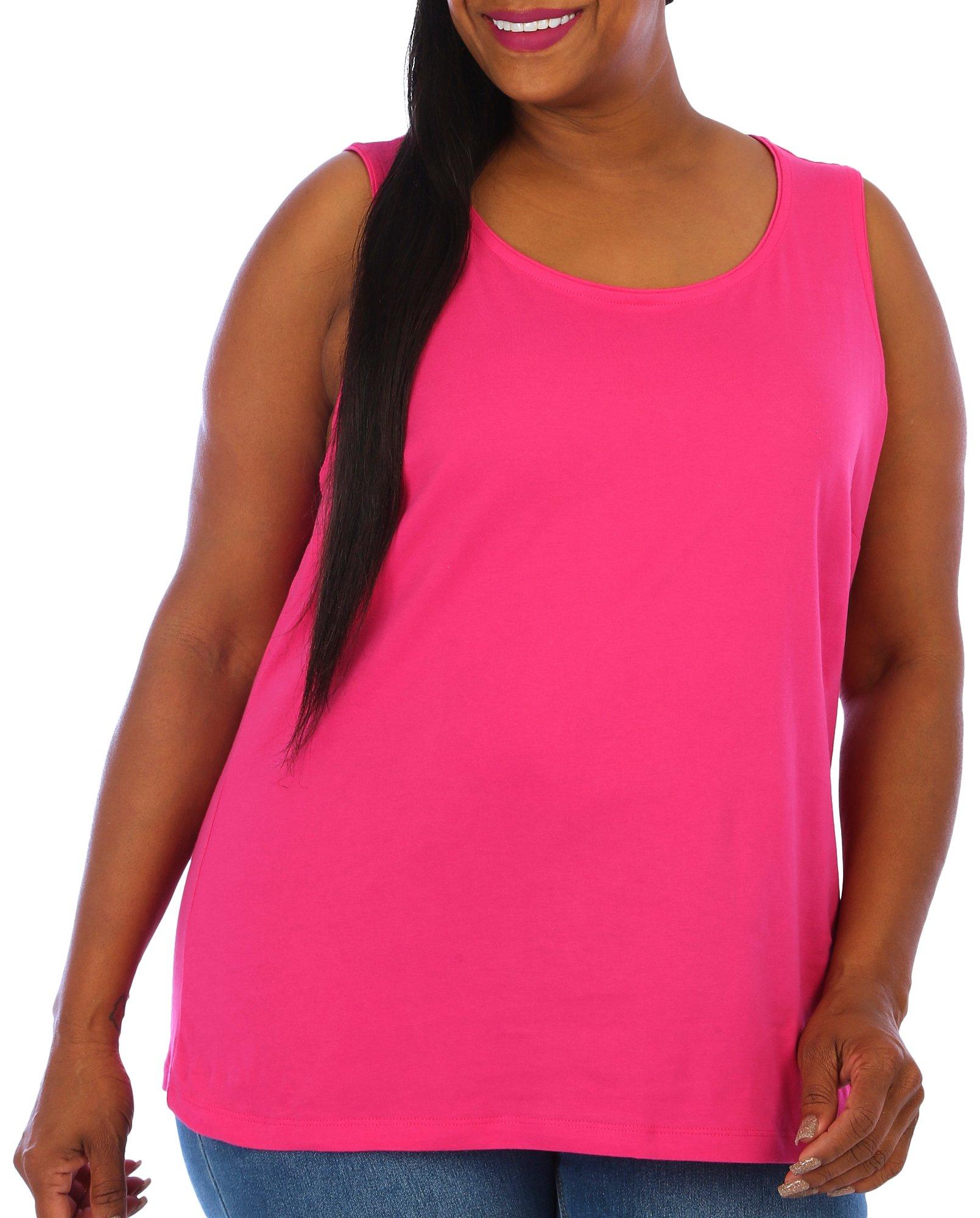 Coral Bay Plus Solid Scoop Neck Sleeveless Top