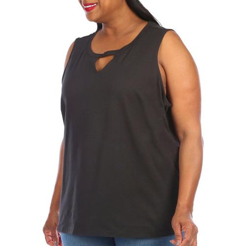 Coral Bay Plus Solid Keyhole Round Neck Tank
