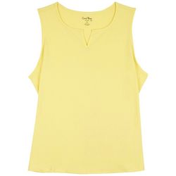 Coral Bay Plus Solid Split Neck Sleeveless Top