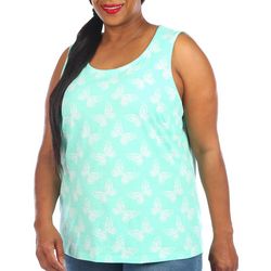 Coral Bay Plus Butterfly Print Scoop Neck Tank Top