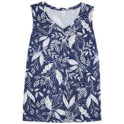 Coral Bay Plus Tropical Fronds Print Scoop Neck Tank Top