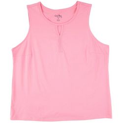 Coral Bay Plus Solid Keyhole Sleeveless Top